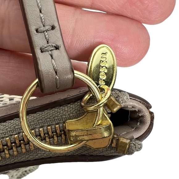 FOSSIL Sydney Tote Ivory Woven Grey Leather Trim with Gold Hardware - Picture 8 of 12